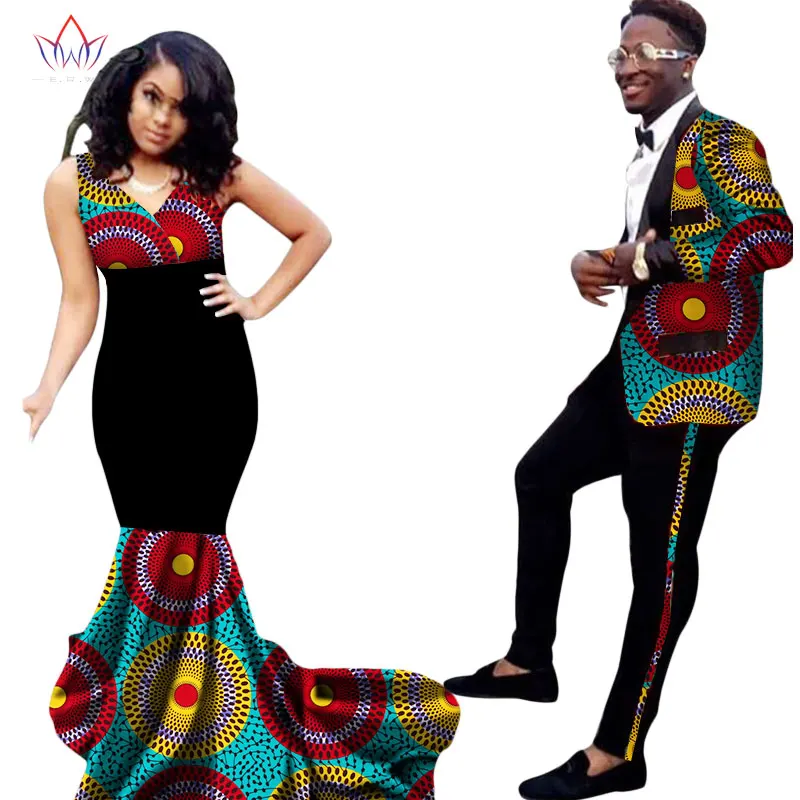 Модная африканская одежда, платья для женщин Анкара Стиль батик принты мужской костюм и леди сексуальное платье одежда для пар WYQ52 - Цвет: 23