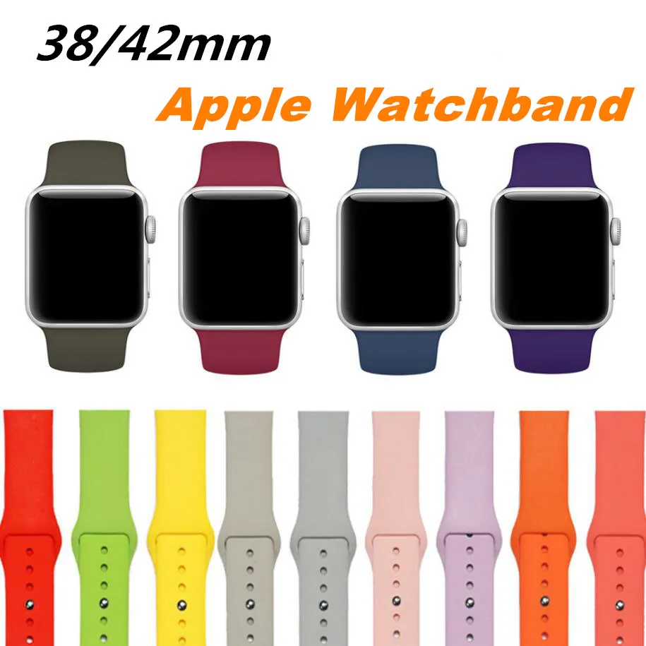 

Soft Silicone Replacement Sport WatchBand 17 Colors For Apple Watch Series1 2 3 Wrist Bracelet Strap iWatch 38mm 42mm Type