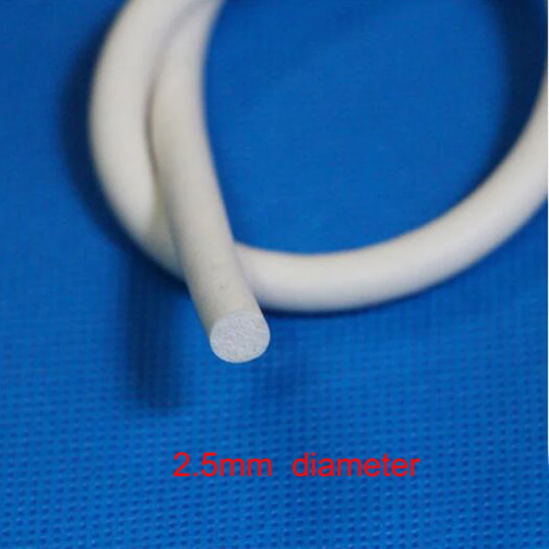 2.5mm diameter White round silicone rubber cord foam seal strip weatherstrip