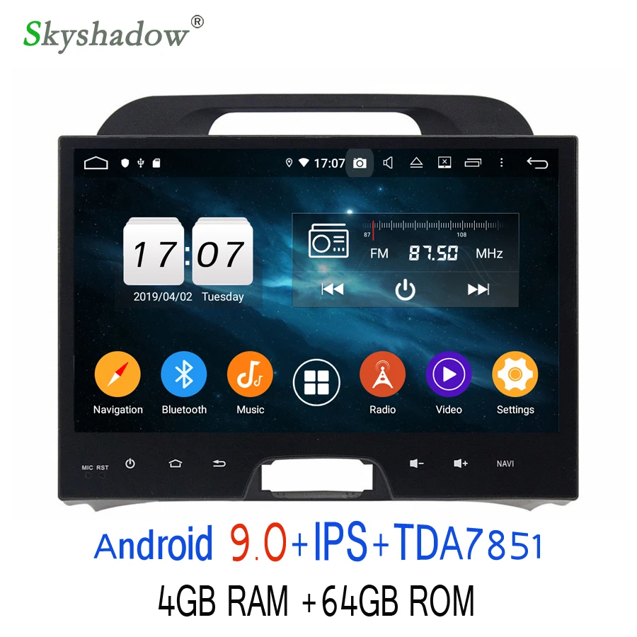 Discount 10.1" Android 9.0 4G RAM 64G ROM 8 Core Bluetooth 4.2 Wifi GPS Glonass Map Car DVD Player RDS Radio For kia Sportage 2010 - 2014 3