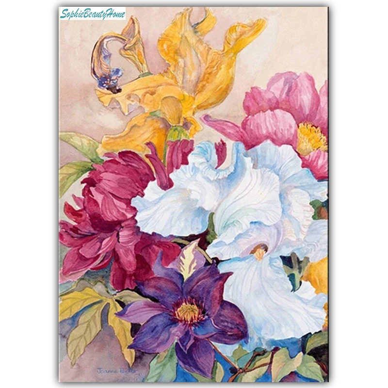 

Sophie beauty home Diy diamond cross stitch painting hand-painted flower pigment diamond square mosaic embroidery pictures