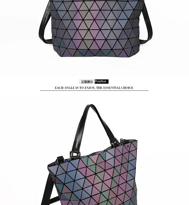 ZYJ Women Sequins Luminous Plaid Shoulder Bags Girls Handbags Casual Deformable Lattice Laser Crossbody Make Up Evening Tote Bag (12)