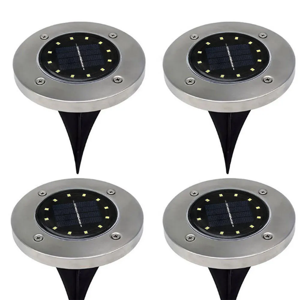 

4/10 PCS 12 LED Solar Lamp disk light Disk Light Garden Decking Walkway Eco-Friendly Landscape Buried Valentine's Day Christmas