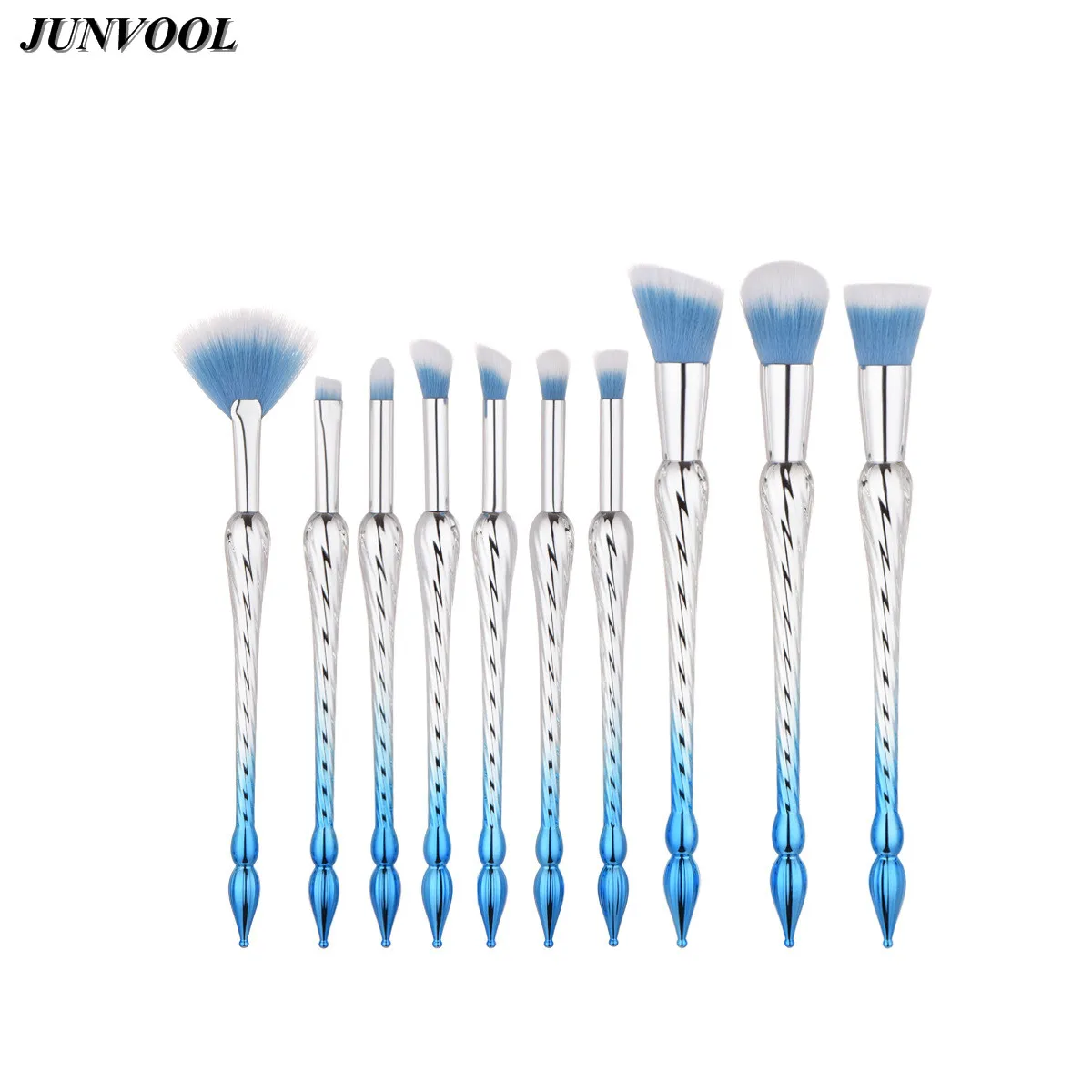 10Pcs Set Blue Makeup Brushes Professional Foundation Powder Blush Eye Shadow Cosmetics Make Up Brush Tool