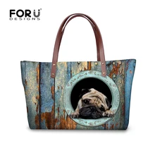 Lustige nette mops hund frauen handtaschen casual große frauen schultertasche berühmte marke top-griff taschen hochwertigen tier tote-geldbeutel