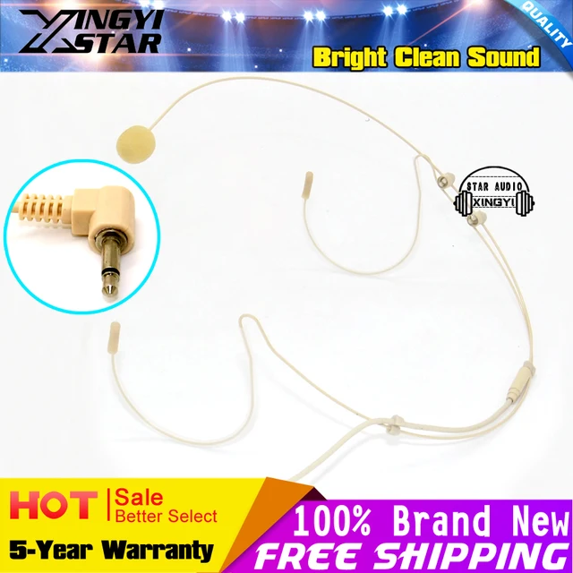 10pcs beige 3 5mm jack plug earhook headset microphone head worn mic star interview system