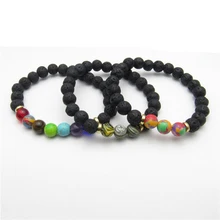 Fashion 8mm Black Lava Natural Stone Beads Bracelets For Women Accessories Vintage Volcanic Rock Bead Bracelet Men Jewelry Gifts black lava natural stone beads bracelets for women vintage design volcanic rock tiger eye bead strand bracelet men jewelry gifts