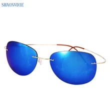 2017 New Fashion Ultralight Rimless Titanium Polarized Sunglasses Men Driving Brand Design Sun Glasses Oculos De Sol 0078