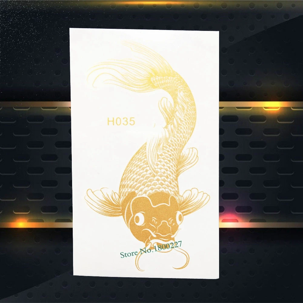

1PC New Arrival Flash Tattoo Gold Fish Carp Decals Temporary Tattoo Sticker Men Women Body Art Waterproof Fake Arm Tatoos PGH035