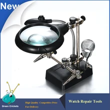 5X/8X увеличительное стекло с 5 Светодиодами для ремонта часов 3 в 1 ручной сварки увеличительное стекло для часовщика