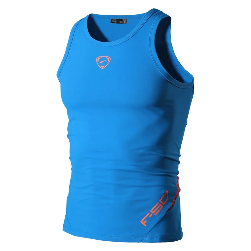 jeansian Sport Tank Tops Tanktops Sleeveless Shirts Running Grym Workout Fitness Slim Compression LSL3306 OceanBlue2