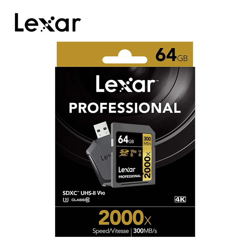 Lexar 2000X UHS-2 SD карты с U3 Flash Limited флешки Class 10 32 ГБ, 64 ГБ и 128 Гб Профессиональный Камера Kart высокое Скорость памяти