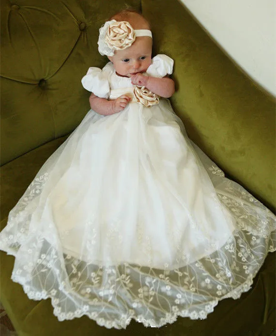 Baby Baby Meisjes Heilige Doopjurk Kant Applique Wit Ivoor Jongens Meisjes Doop Gown Met Bonnet Baby Baby Meisjes Heilige Doopjurk Kant Applique Wit Ivoor Jongens Meisjes Doop Gown Met Bonnet
