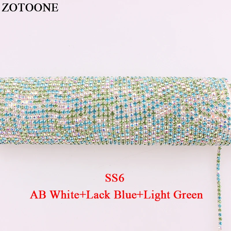 

ZOTOONE SS6 3 Color Rhinestone Trim Crystal Strass Applique Flatback Rhinestone Chain For Clothes DIY Sewing Stones Decorate C