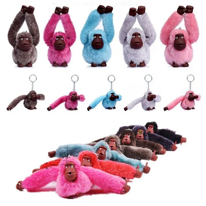 Cute 3D Monkey Plush Doll Pendant Keychain For Handbag Messenger Bag Purse Pom Pom Orangutan Plush Toy Animal Keyring Accessory (2)