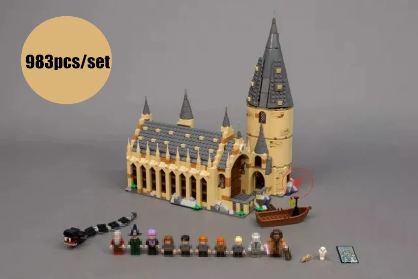 

New Harry Movie Hogwarts Great Wall Set fit legoings Harry Potter castle figures Building Blocks bricks Model Kid Toy 75954 Gift