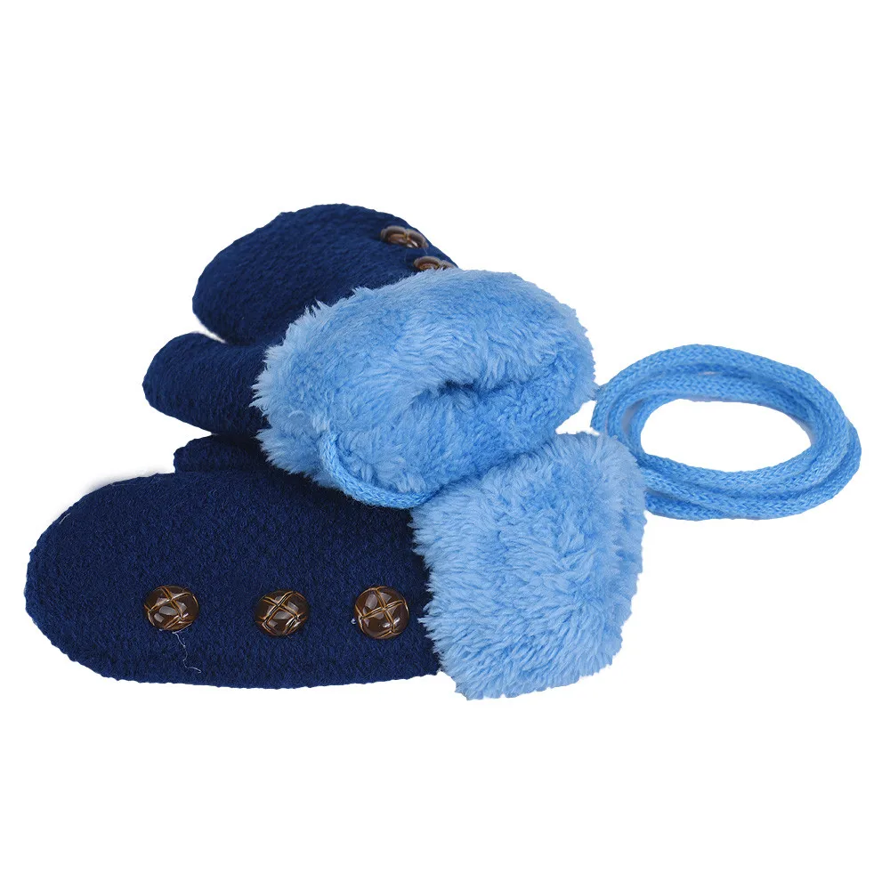 Новое поступление, зимние вязаные перчатки для маленьких мальчиков и девочек, теплые рукавицы на пуговицах, перчатки для детей ясельного возраста, L505912