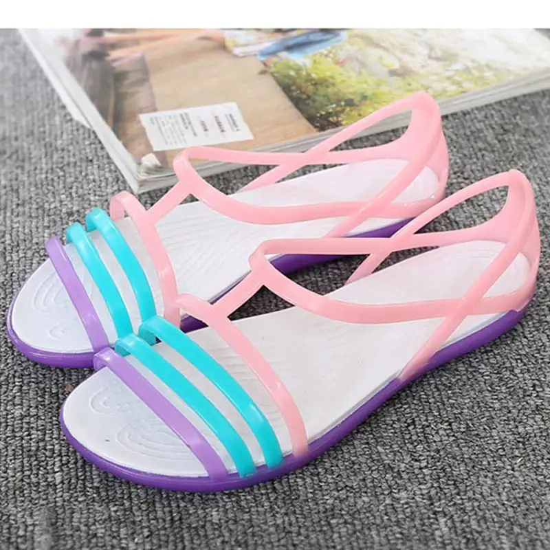 Women Flat Sandals Jelly Shoes Summer Beach Shoes Sandalia Feminina Candy Color Slides Ladies Slippers Chaussures Femme