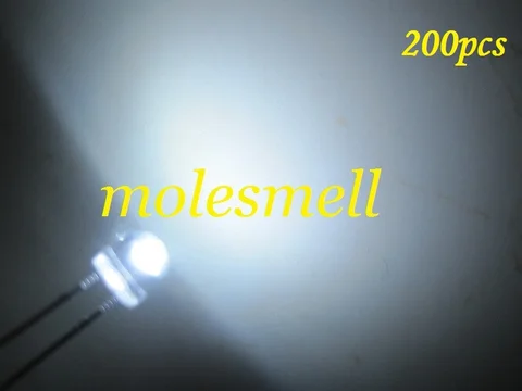 Chapéu de Palha Emissor de Luz de 5mm Lote Frete Grátis!!! Diodo Strawhat Branco Grande Ângulo Led 5mm 3000mcd 200 Pçs –