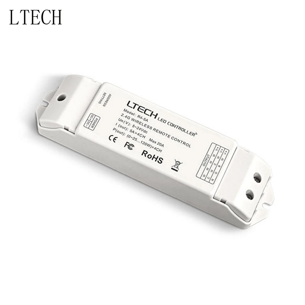 

LTECH R4-5A CV Zone Wireless Receiving Controller Match Wifi-104 WIFI Controller Led Control System 2.4G DC5-24V MAX 20A