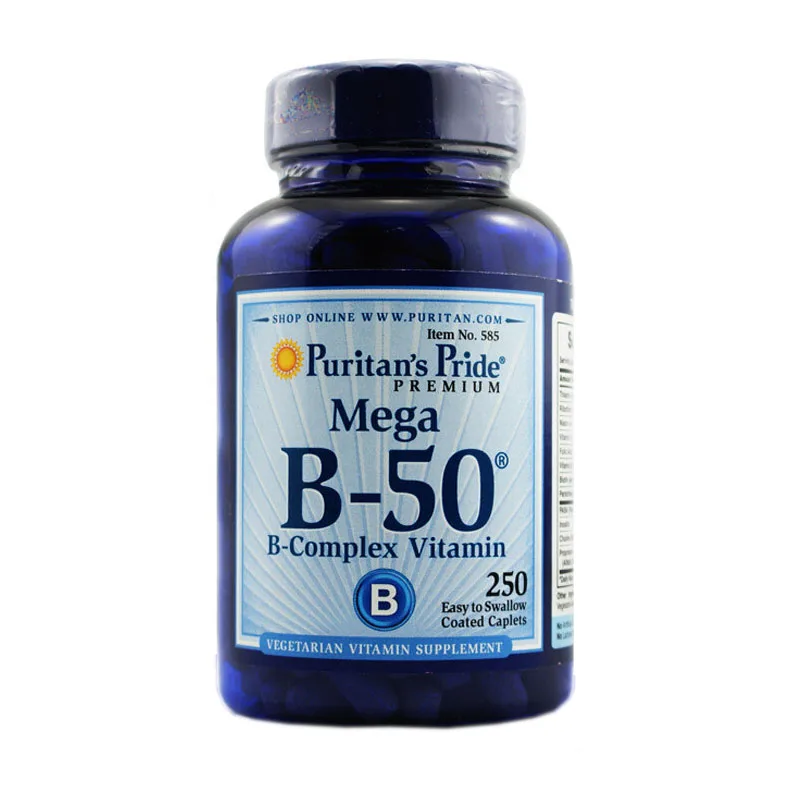 Mega B-50 B-complex Vitamin 250 coated caplets vb-50 vitamin B free shipping gnc women s ultra mega active without iron 90 caplets free shipping u s a original imported