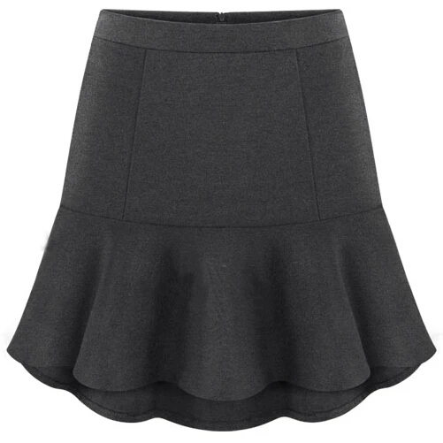 Модные шерстяные зимние короткие юбки, женская элегантная мини-юбка русалки, размеры s, m, l, xl, XXL, цвета вина, черный, серый, верблюжий - Цвет: gray