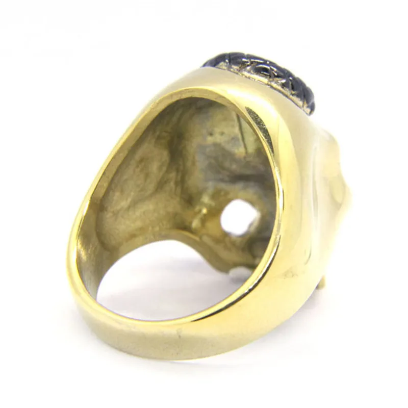 Rany&Roy Size 7-15 Golden Black Skull Ring 316L Stainless Steel Jewelry Biker Snake Ghost Skull Ring