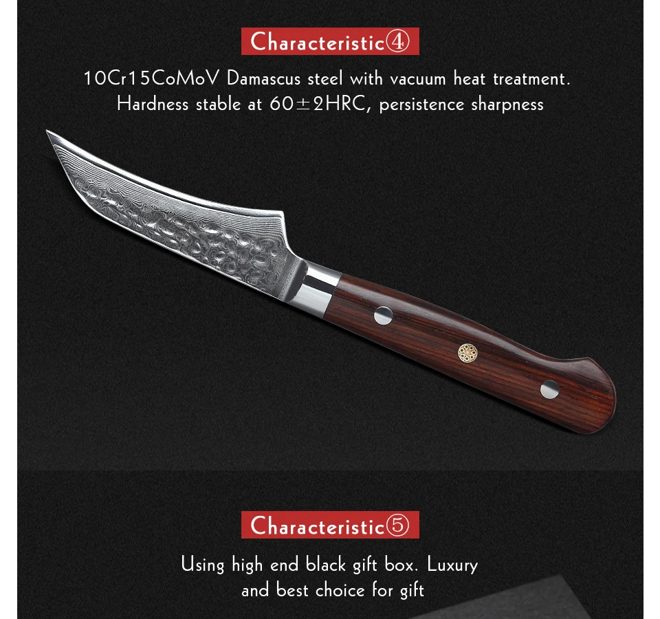 XINZUO 3,5 дюймовый кухонный нож высокого качества из высокоуглеродистой нержавеющей стали японская серия дамасских кухонных инструментов Палисандр Ручка