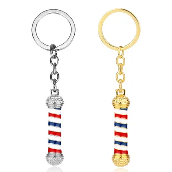 

Hot Wholesale Trendy Barber Shop Pole 3D Barber Pole Key Chains Fashion Jewelry Geometric Barber Pole Hairdresser Gifts