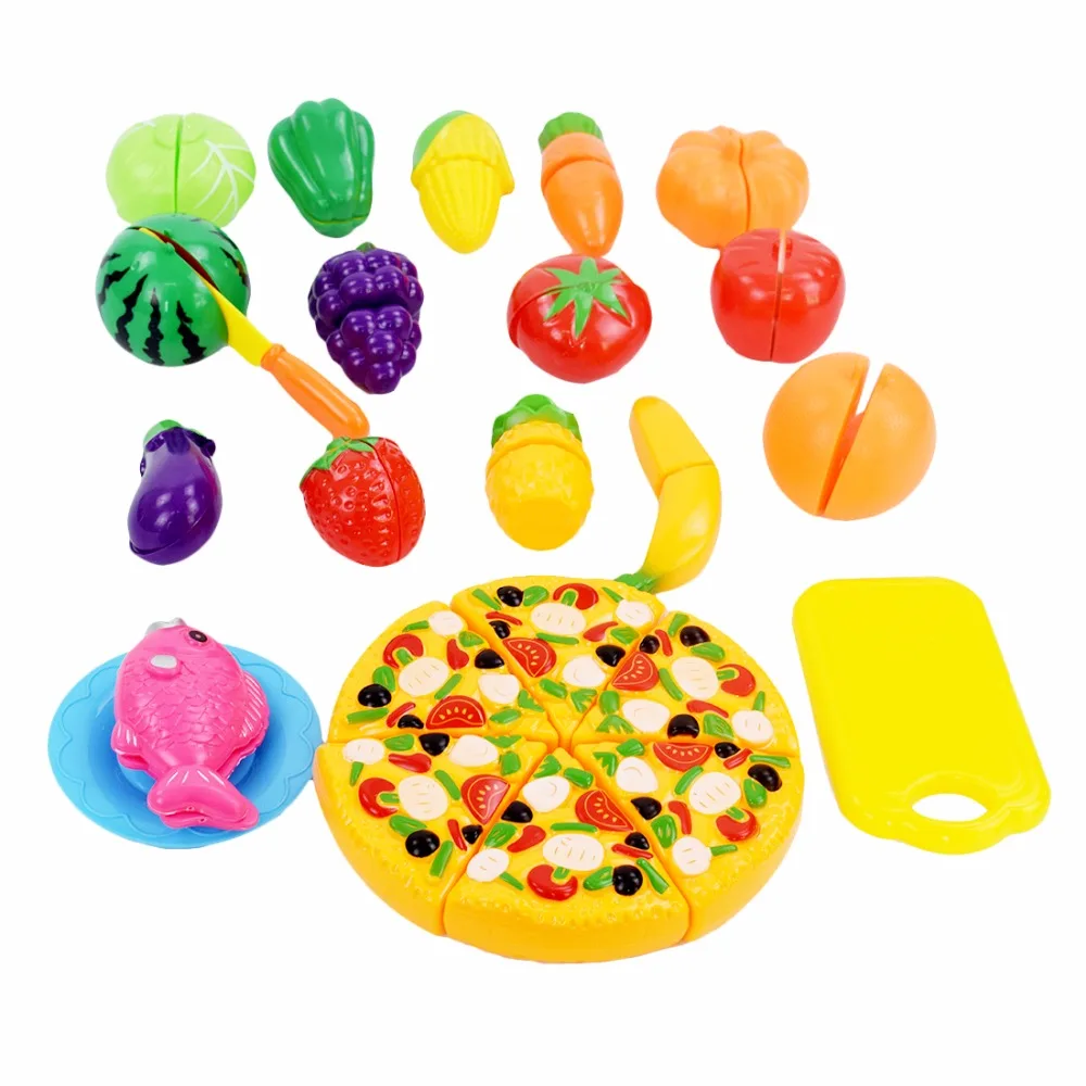 24 Pcs/ Set Plastic Fruit Vegetable Kitchen Cutting Toys Early