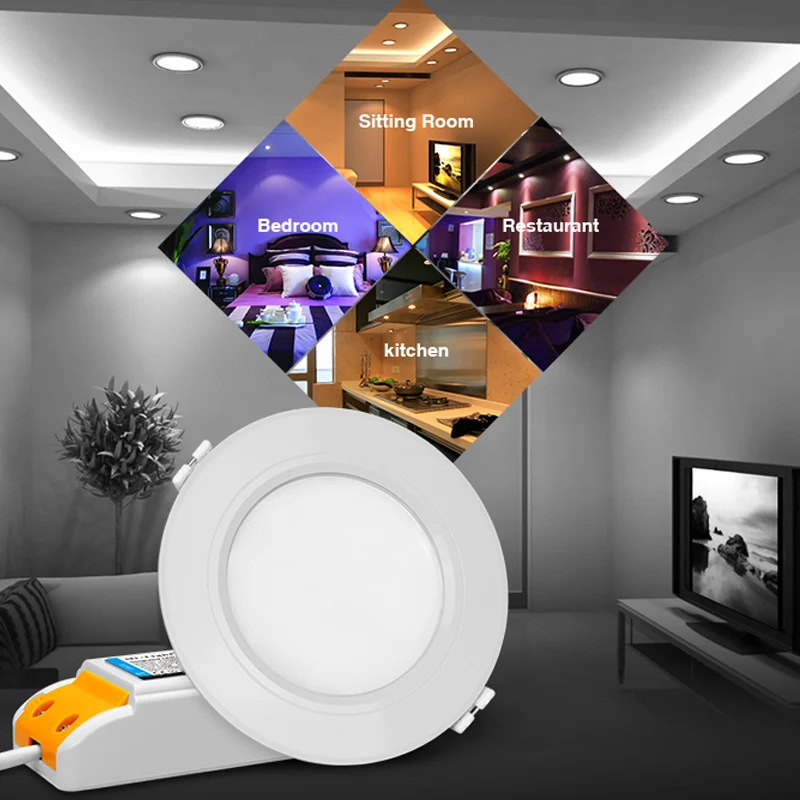 Smart 6 Вт RGB + CCT светодиодный светильник 110 В 220 с регулируемой яркостью Встраиваемый