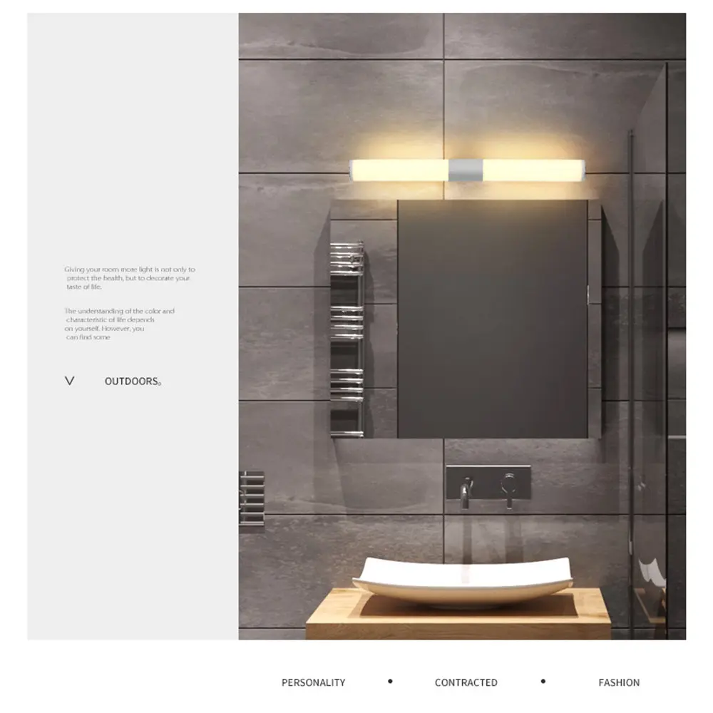 WoodPow минималистичный зеркальный светодиодный настенный светильник, современный алюминиевый яркий светильник, светильник для ванной комнаты