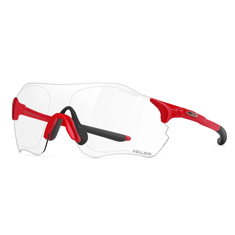 VELLSIR солнцезащитные очки прозрачные цветные линзы TR90 спортивные велосипедные фотохромные очки для мужчин и женщин MTB дорожный велосипед велосипедные очки - Цвет: Красный
