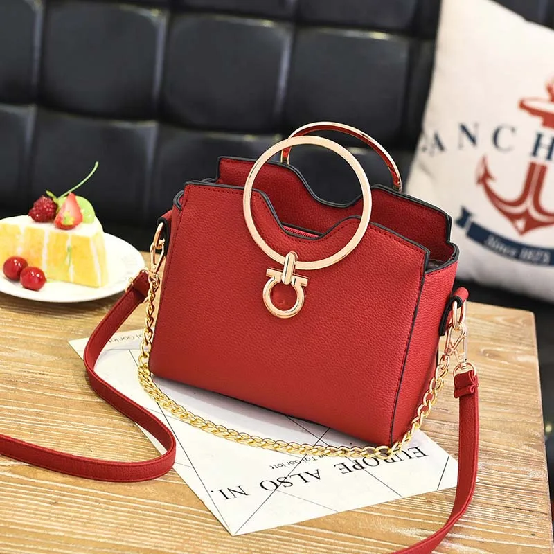 PU Leather Women Casual Handbag Female Holiday Messenger Bag Lady Exquisite Crossbody Mini Fashion Metal Ring Handle Bag SS7087 (5)