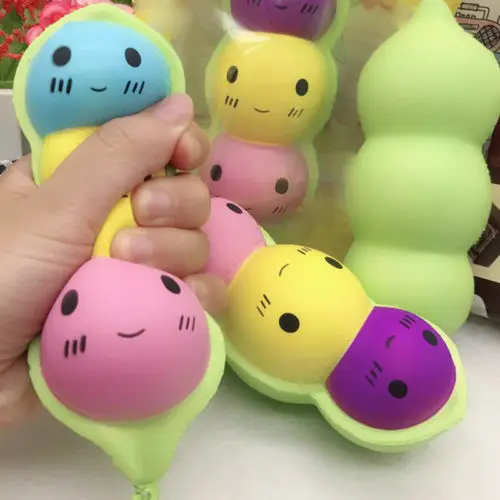 

Soft Pinch Relax Peas in a Pod Squishy Slow Rising Phone Strap Pendant Charm Plush Kids Toy