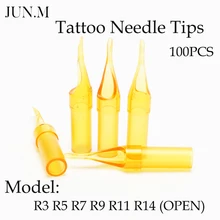 100 шт. одноразовые наконечники для тату золотого Цвет R3 на возраст 5, 7, 9, 11, 14 круглые наконечники Предварительно стерилизованные иглы для татуировки дозирующие иглы