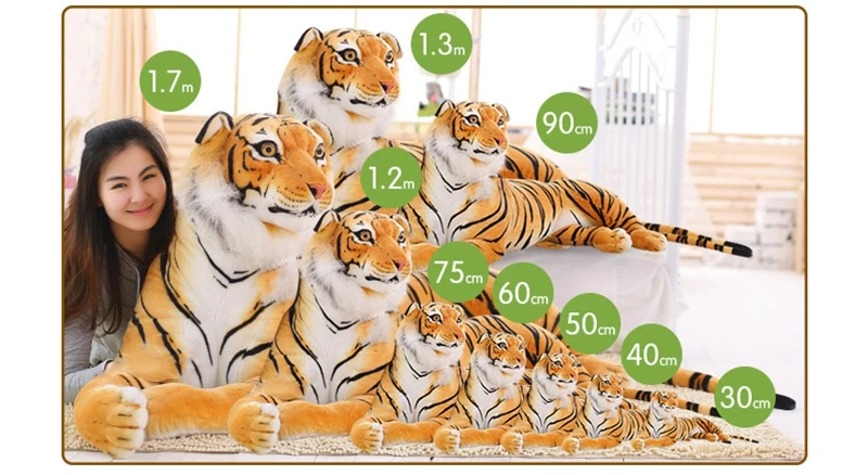 Dorimytrader Simulation Animal Tiger Plush Toy Large Stuffed Animals Realistic Tigers Toys for Children Gift Home Decoration 170cm (4)