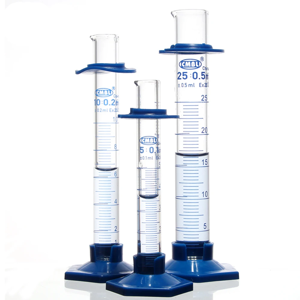 250mL Measuring Cylinder with Spout and Graduation with Plastic Heagon Base Laboratory Chemistry Equipment