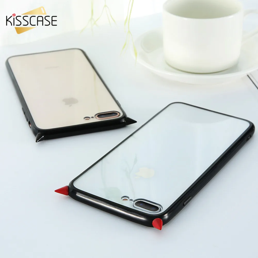 KISSCASE Ultra Thin Phone Case For iPhone 6 6s 7 8 Plus 3D Demon Patterned Cover Clear Hard capinha |