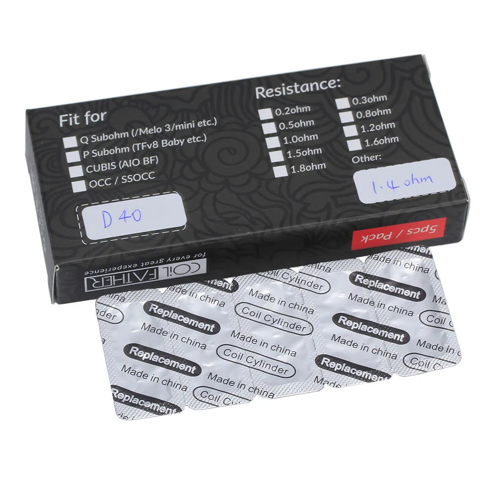 

5pcs/lot Coil Father Dabmaster D40 Coils 1.4ohm 1.6ohm Replacement Coil Head Fits For Just Q16 Kit Huge Cloud Pure Flavor