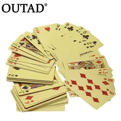 OUTAD один палуба Золотая Фольга покер евро Стиль Пластик покер Карточные игры Водонепроницаемый карты Хорошая цена Азартные игры