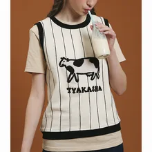 Летняя женская модная повседневная Уличная короткая черная полосатая комбинированная Футболка с принтом вырез лодочкой свободная сексуальная футболка без рукавов