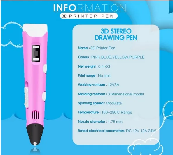 Новая ручка Version1.75mm ABS/PLA 3D с бесплатной нитью 3D адаптер-ручка креативный подарок для детей игла принтера AKP020