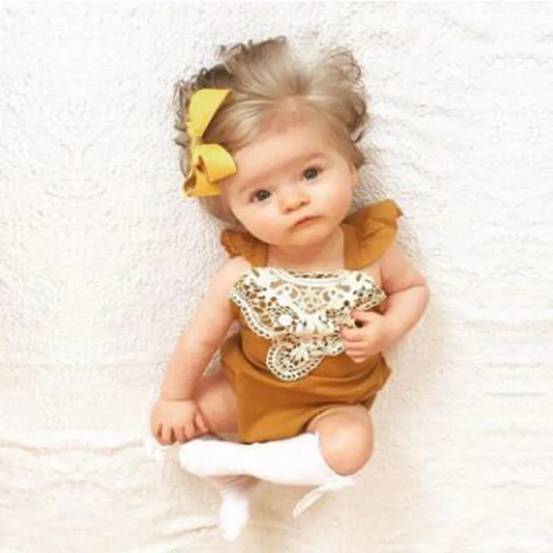 2017 new infant baby girl flower lace cute Newborn baby girl Lace Overalls Beach Suit Outfits One-piece Romper