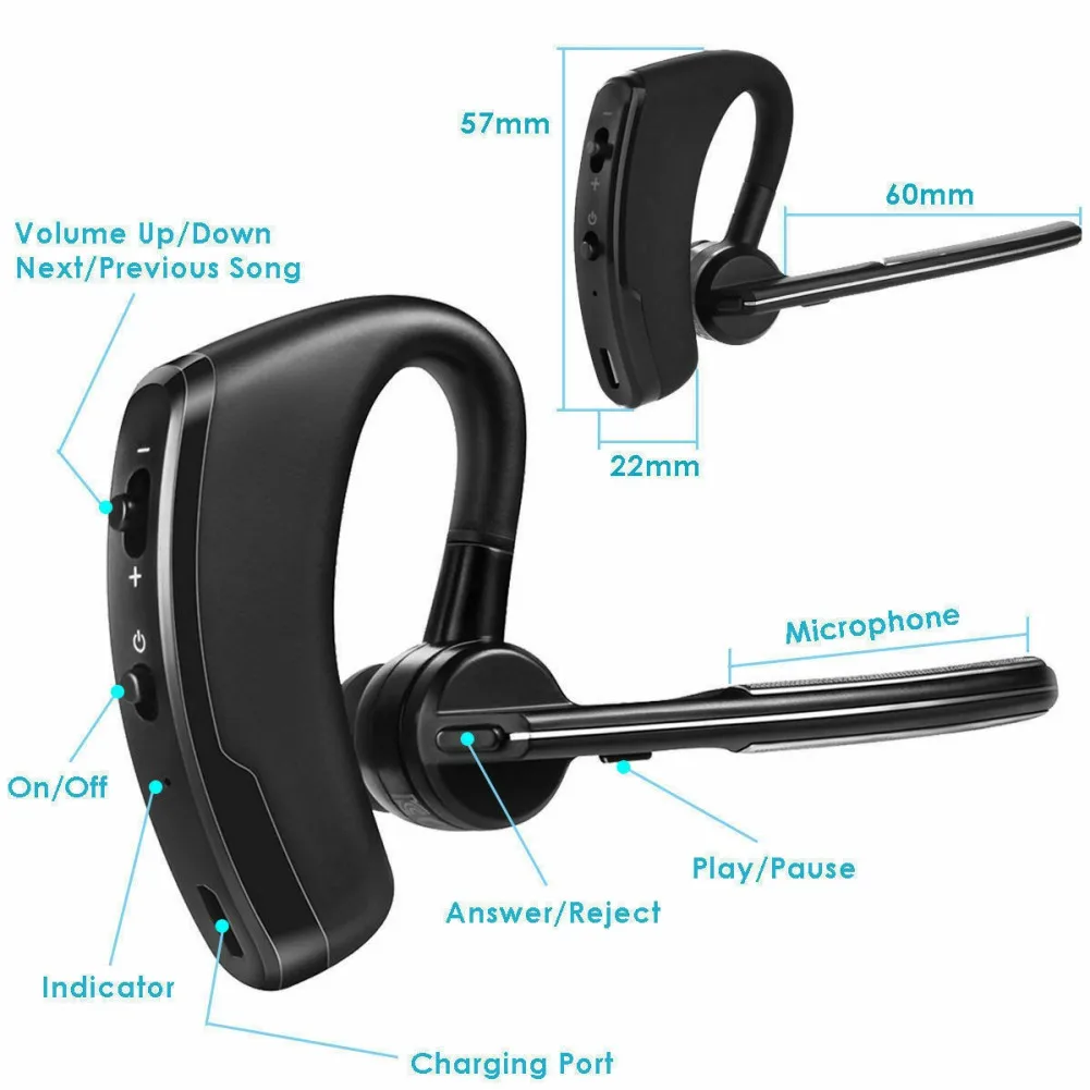 Bluetooth гарнитура V8 деловые наушники с микрофоном, беспроводные Bluetooth 4,1 наушники для iPhone Xr Xiaomi 9 samsung