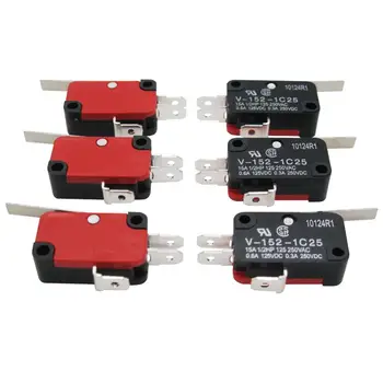 

6Pcs Micro Limit Switch Short Straight Hinge Lever Arm SPDT Snap Action Switch for Arduino V-152-1C25