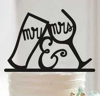 

300pcs Acrylic Mr Mrs Wedding Cake Topper Wine Cup Cheer Up Stand New Cakes Decorating Wedding Party Event Favor