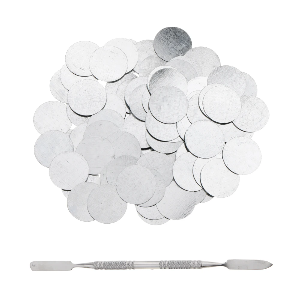 100Pcs 25mm Metal Stickers for Magnetic Palette Empty Eyeshadow Blusher Makeup Palette + Depotting Spatula