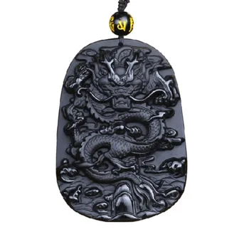 

New 100% Natural Obsidian Dragon Pendant Men Pendant