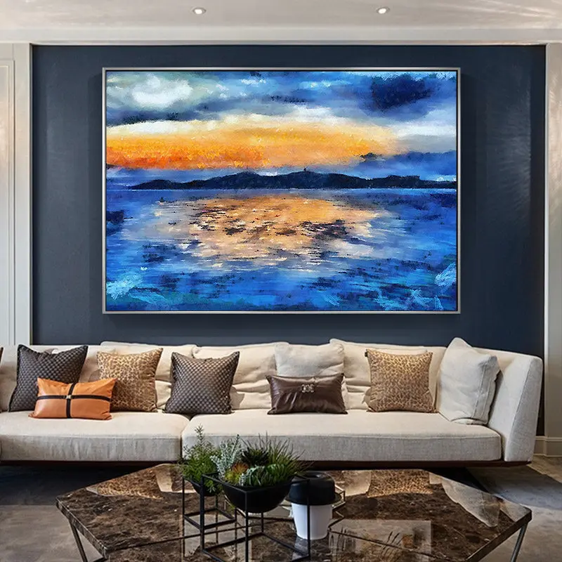 100% ручная роспись морское побережье закат пейзаж маслом на холсте Wall Art Безрамная